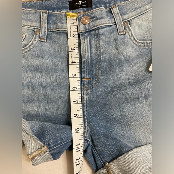 NWT 7 For ManKind Broken Twill Mid Roll Denim Shorts Coco Drive Size 26 - Picture 14 of 16